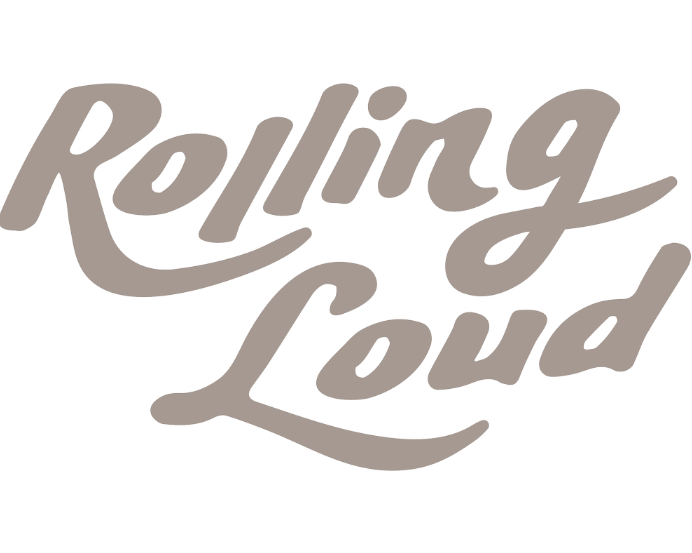 Logo of 'Rolling Loud' in beige on a white background