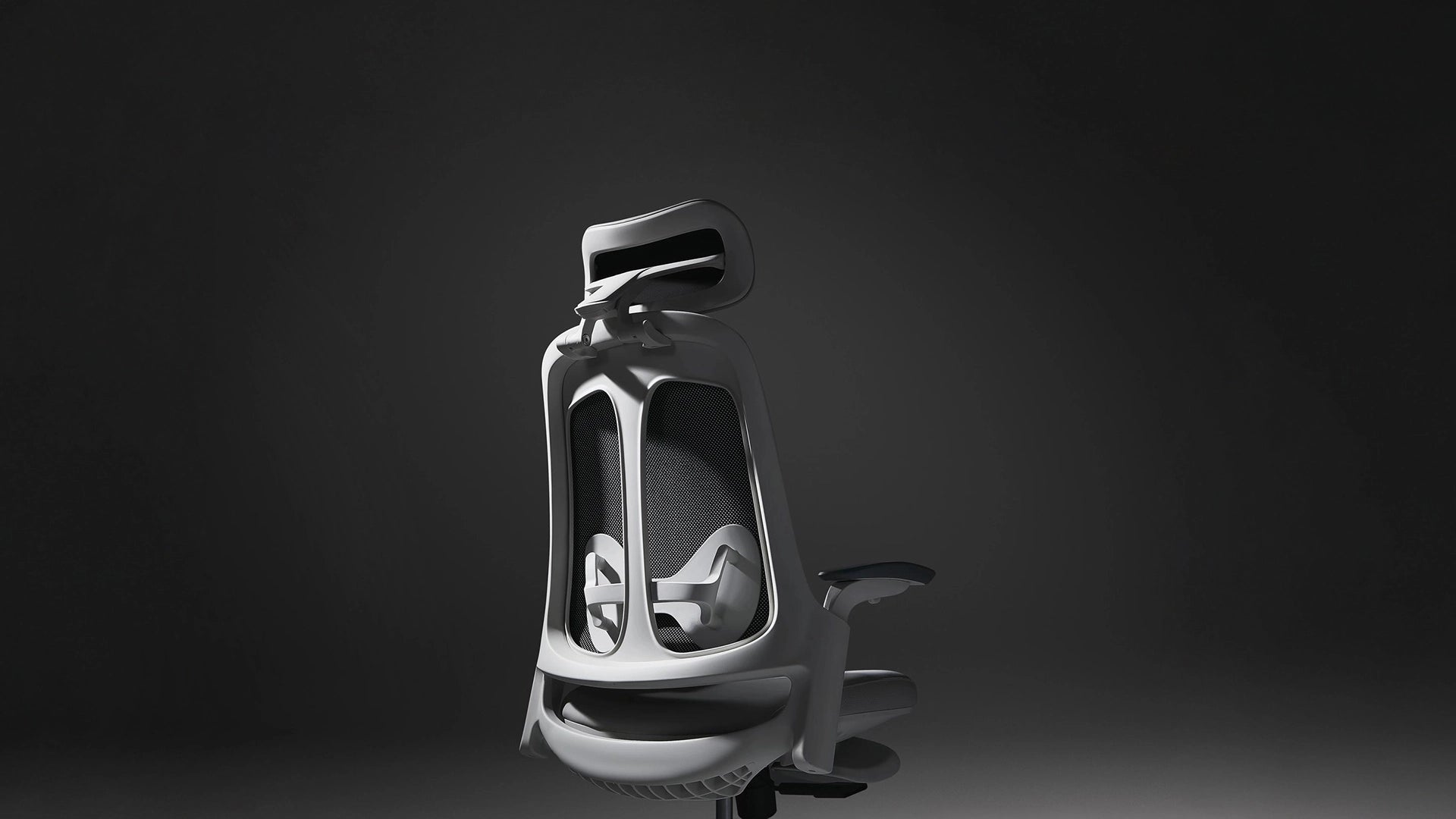 Rear view of a white Sunaofe ergonomic office chair featuring a breathable mesh back and adjustable lumbar support.