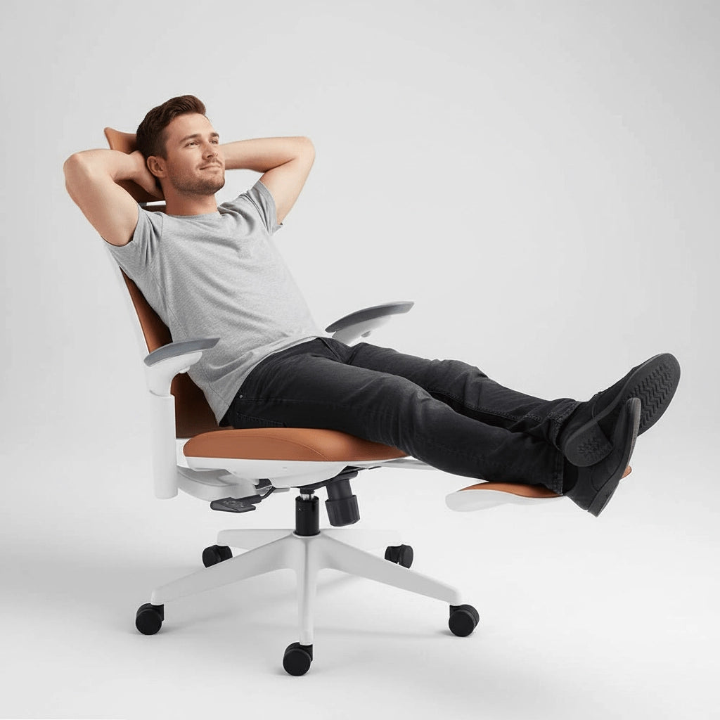 Office Chair Leather Ergonomic Adjustable Height 4D Armrests Lumbar Support Recline Sunaofe, image size:1024x1024