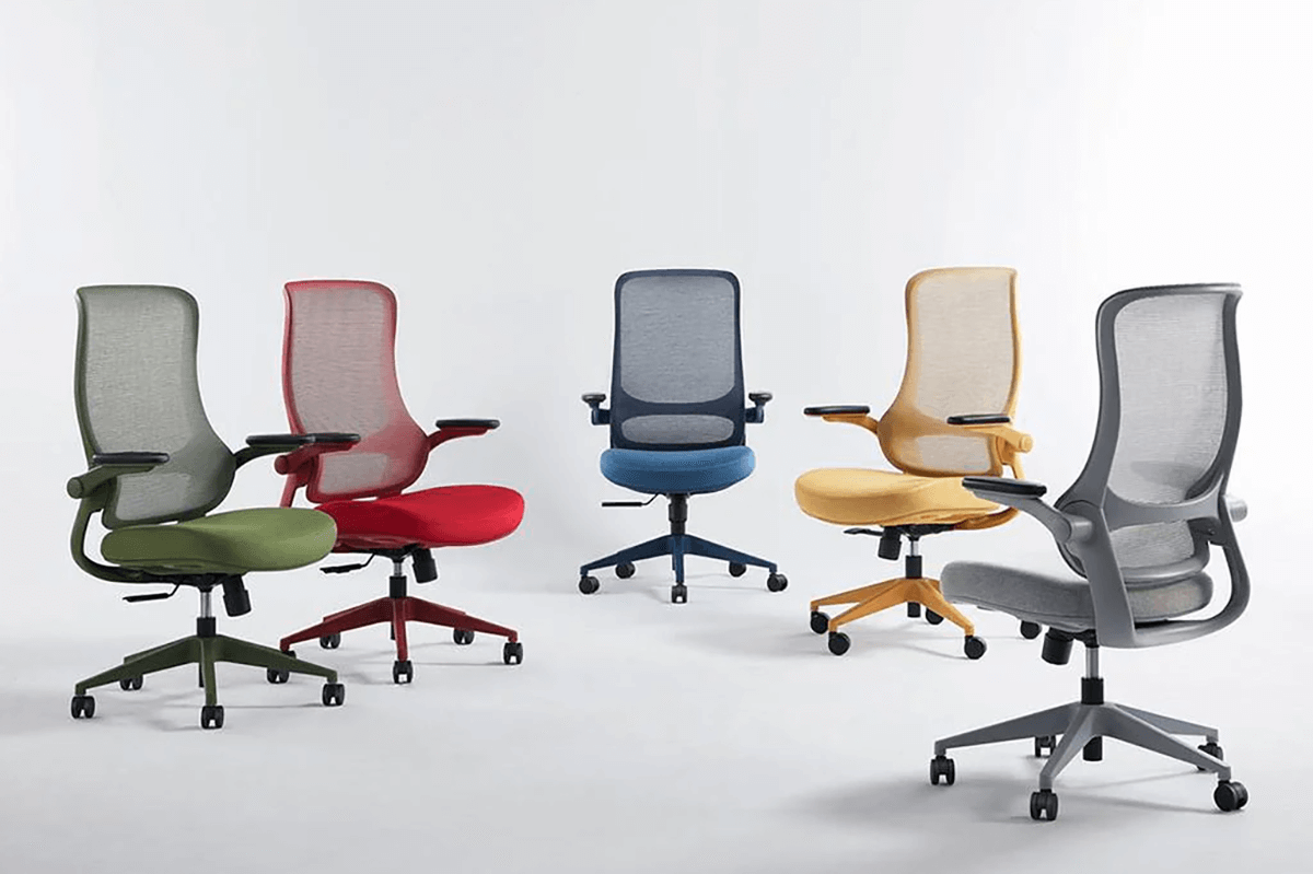 Colorful Office Chairs Group Displayed Front View