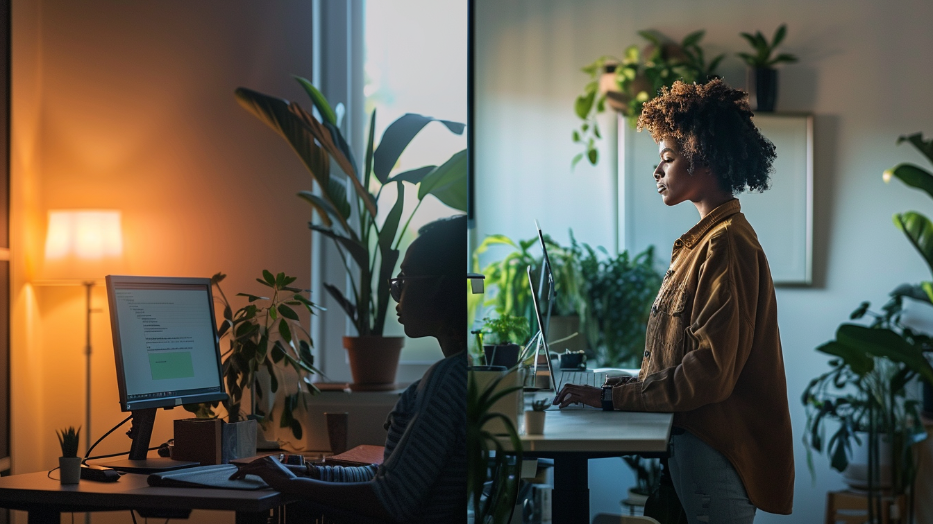Working scenarios for electric standing desks