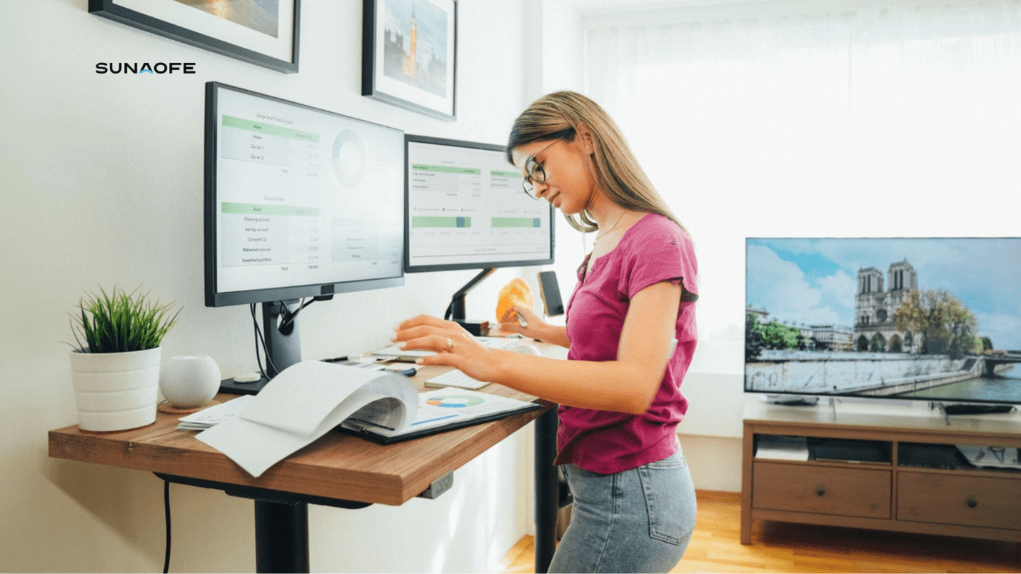 Tiltable and Expandable Double Drawer Standing Desk: A Storage Solution for You - Sunaofe