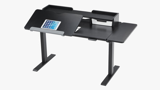 Sunaofe Black Adjustable Desk With Storage