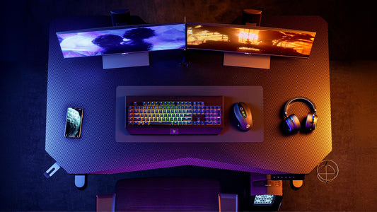 Sunaofe Black Gaming Desk Setup Top View