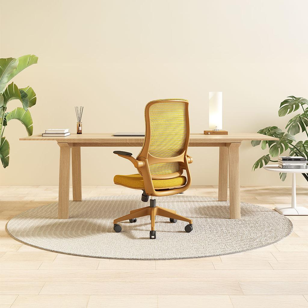 Yellow ergonomic office chair with lumbar support