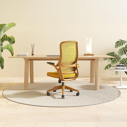 Yellow ergonomic office chair with lumbar support