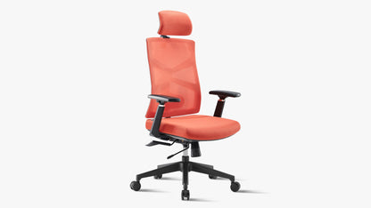 Sunaofe Ergonomic Office Chair Orange Angled View