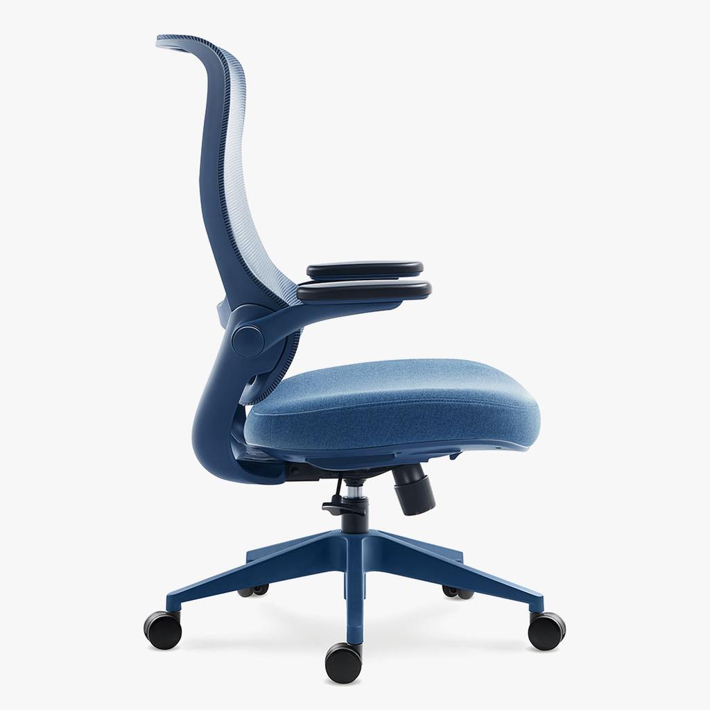 Sunaofe Ergonomic Sustainable Blue Office Chairs Side View
