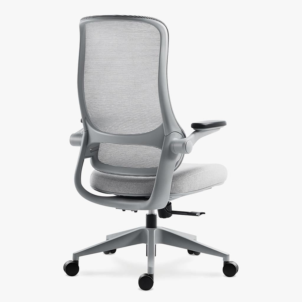 Sunaofe Ergonomic Sustainable Gray Office Desk Chair Three Quarter Rear View