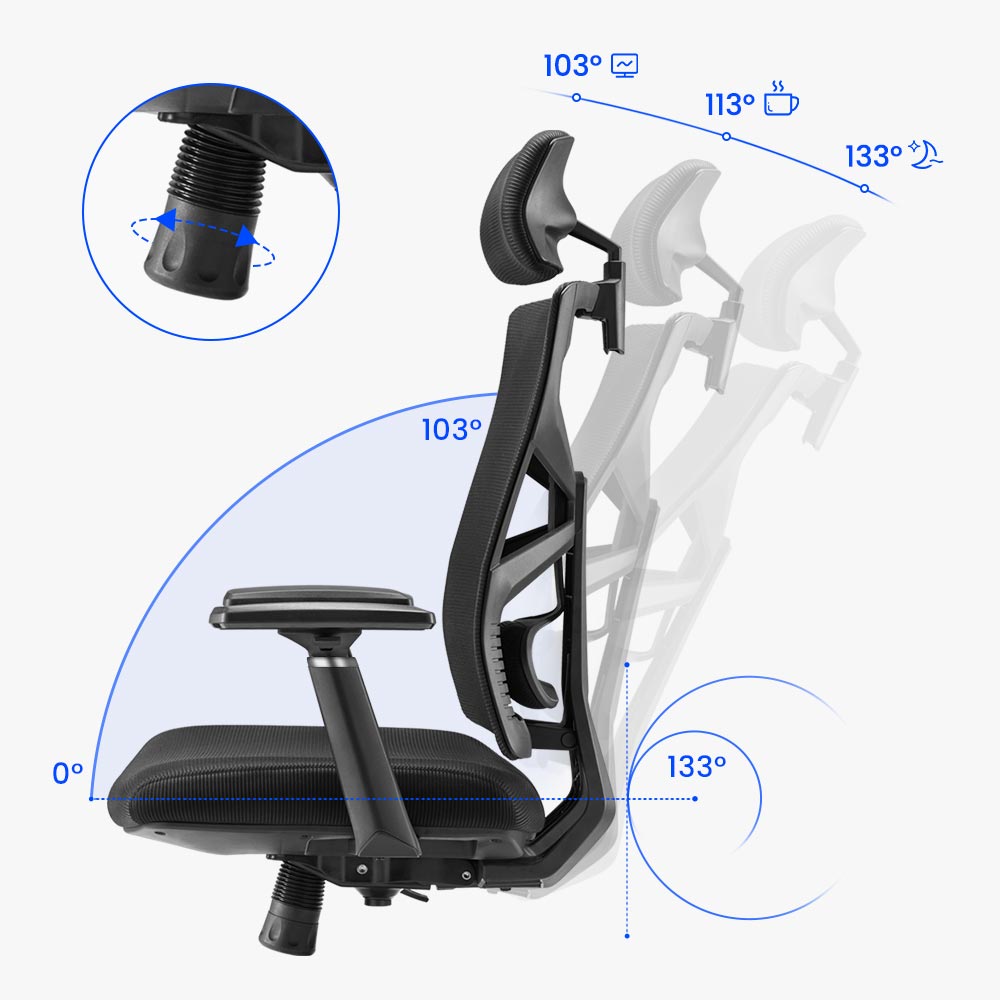 Sunaofe Office Chair MultiPosition Recline Feature