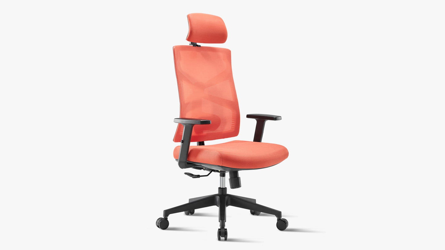 Sunaofe Orange Ergonomic Office Chair Angled View