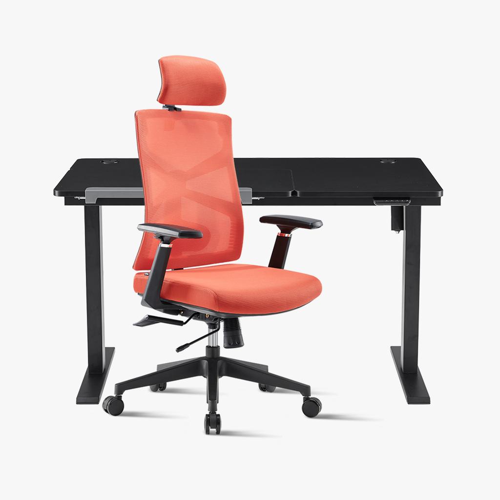 Sunaofe Orange Ergonomic Office Chair Black Desk