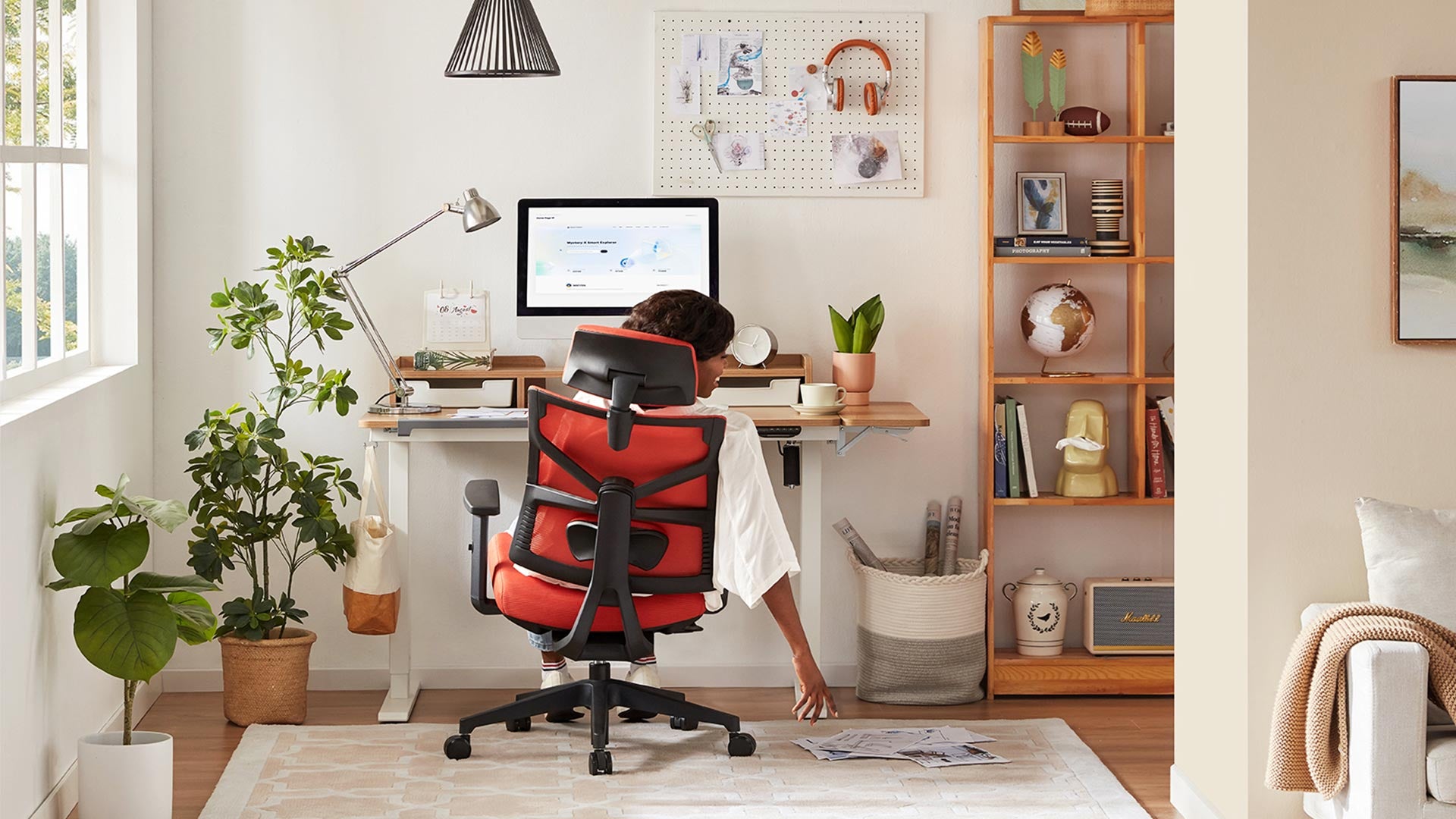 Woman Sitting at Sunaofe Adjustable Desk