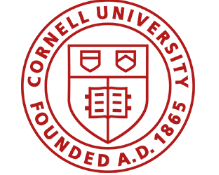 Cornell University logo with red seal and text on a white background
