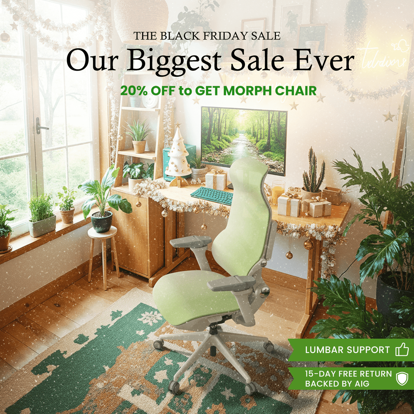 MORPH Edition丨Advanced Lumbar Support Ergonomic Chair with Sustainable Mesh - Sunaofe