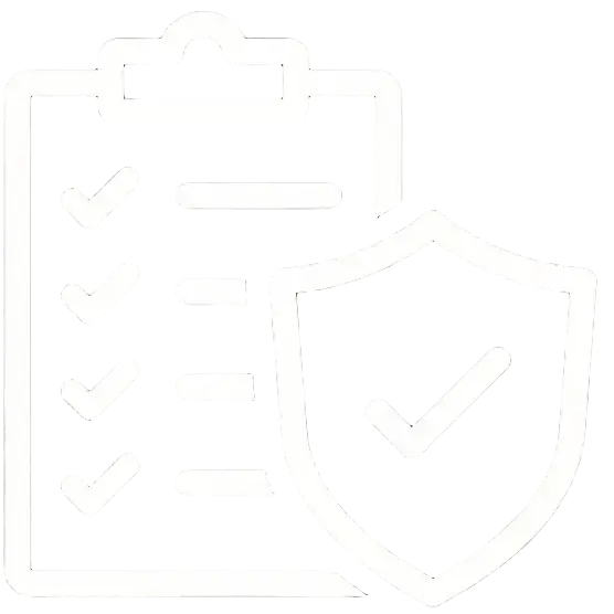 Sunaofe icon representing compliance checklist with shield for secure office furniture.